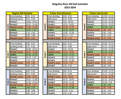 23-24 MRMS Bell Schedule